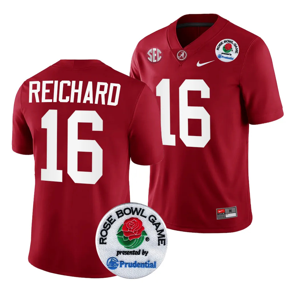 Men's Alabama Crimson Tide Will Reichard #16 Crimson 2024 Rose Bowl Playoff NCAA College Football Jersey